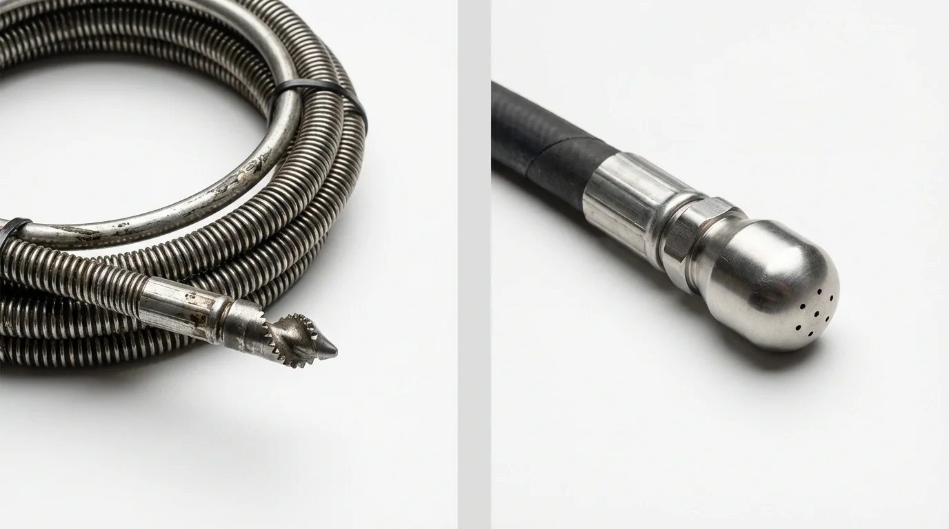 Drain snake cable and hydro jetting nozzle used for drain cleaning in Tazewell, TN