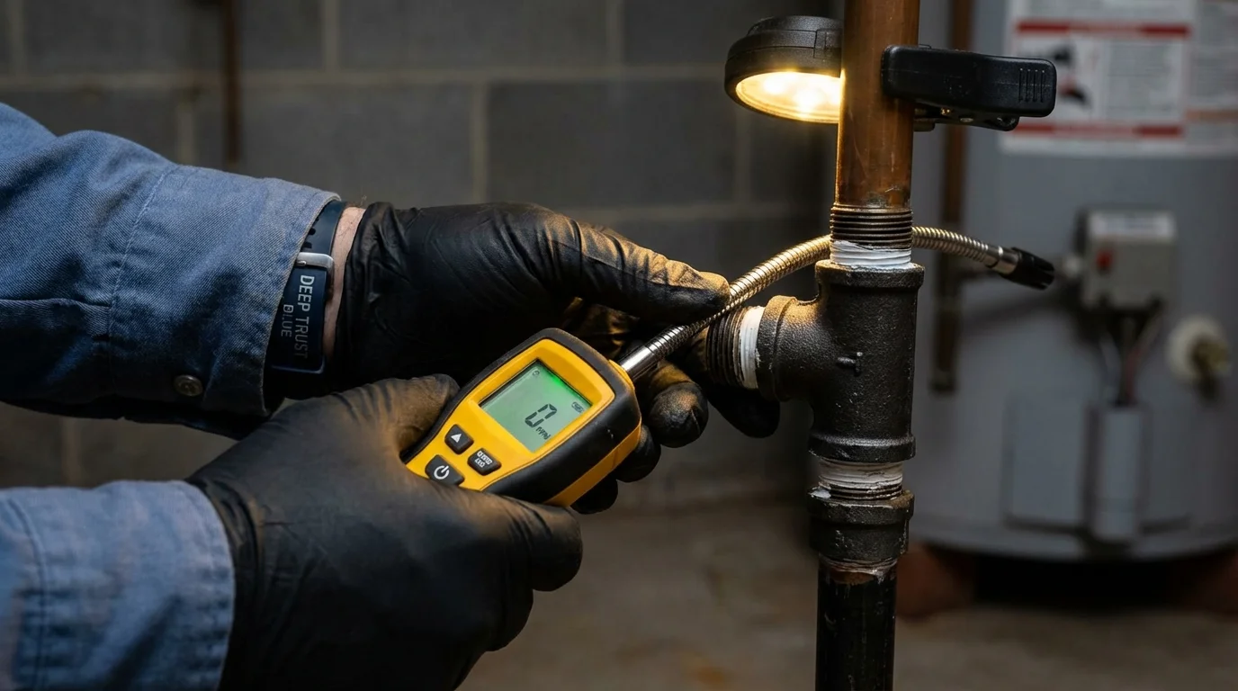 Gas leak detection with electronic sniffer by Johns Plumbing LLC in Tazewell
